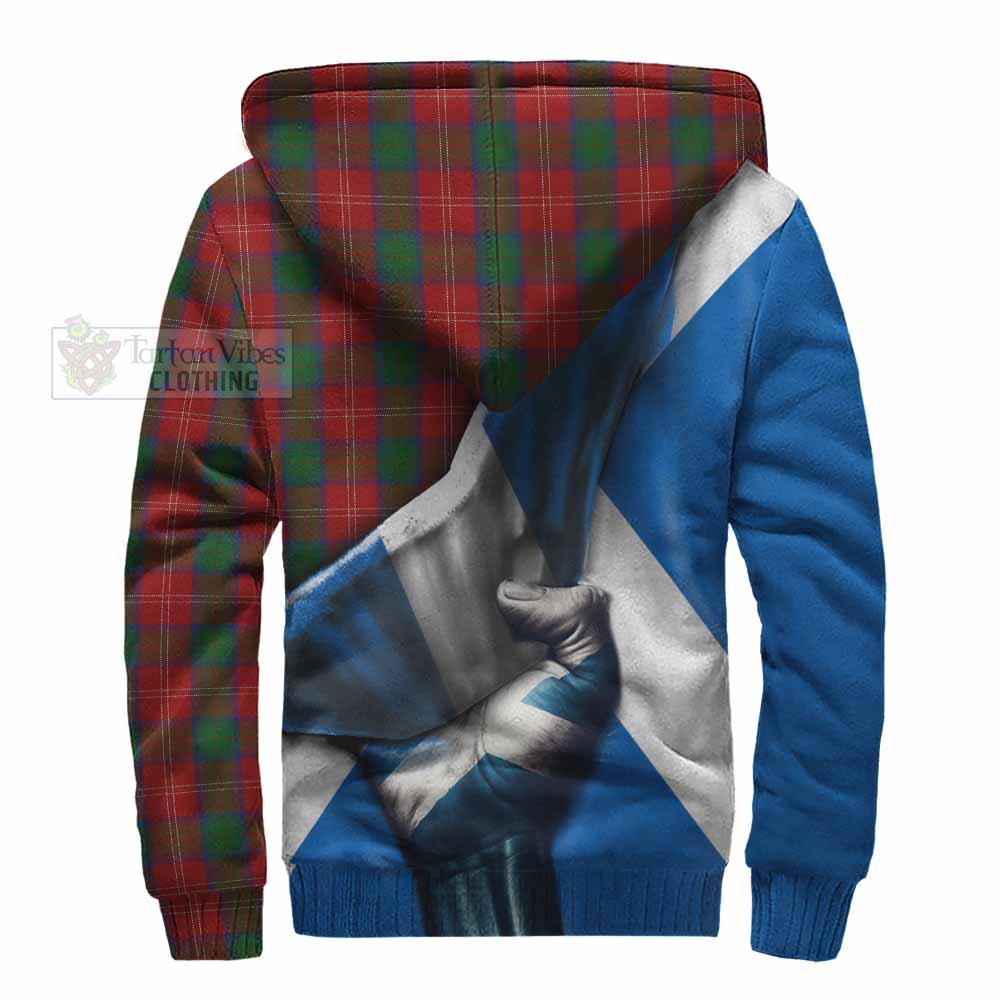 Tartan Vibes Clothing Chisholm Tartan Sherpa Hoodie with Family Crest Scotland Patriotic Style