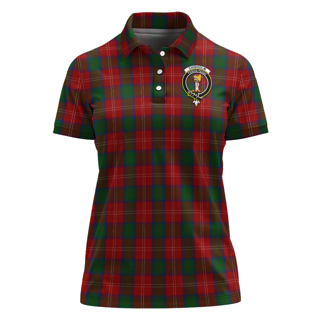 chisholm-tartan-polo-shirt-with-family-crest-for-women