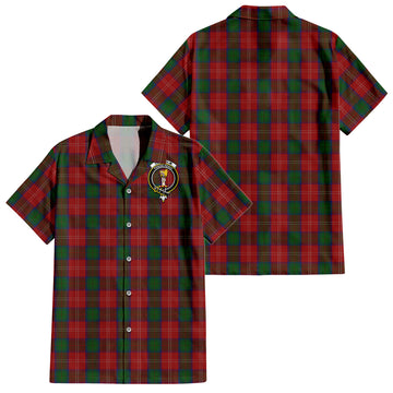 Chisholm Tartan Short Sleeve Button Down Shirt with Family Crest