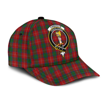 Chisholm Tartan Classic Cap with Family Crest