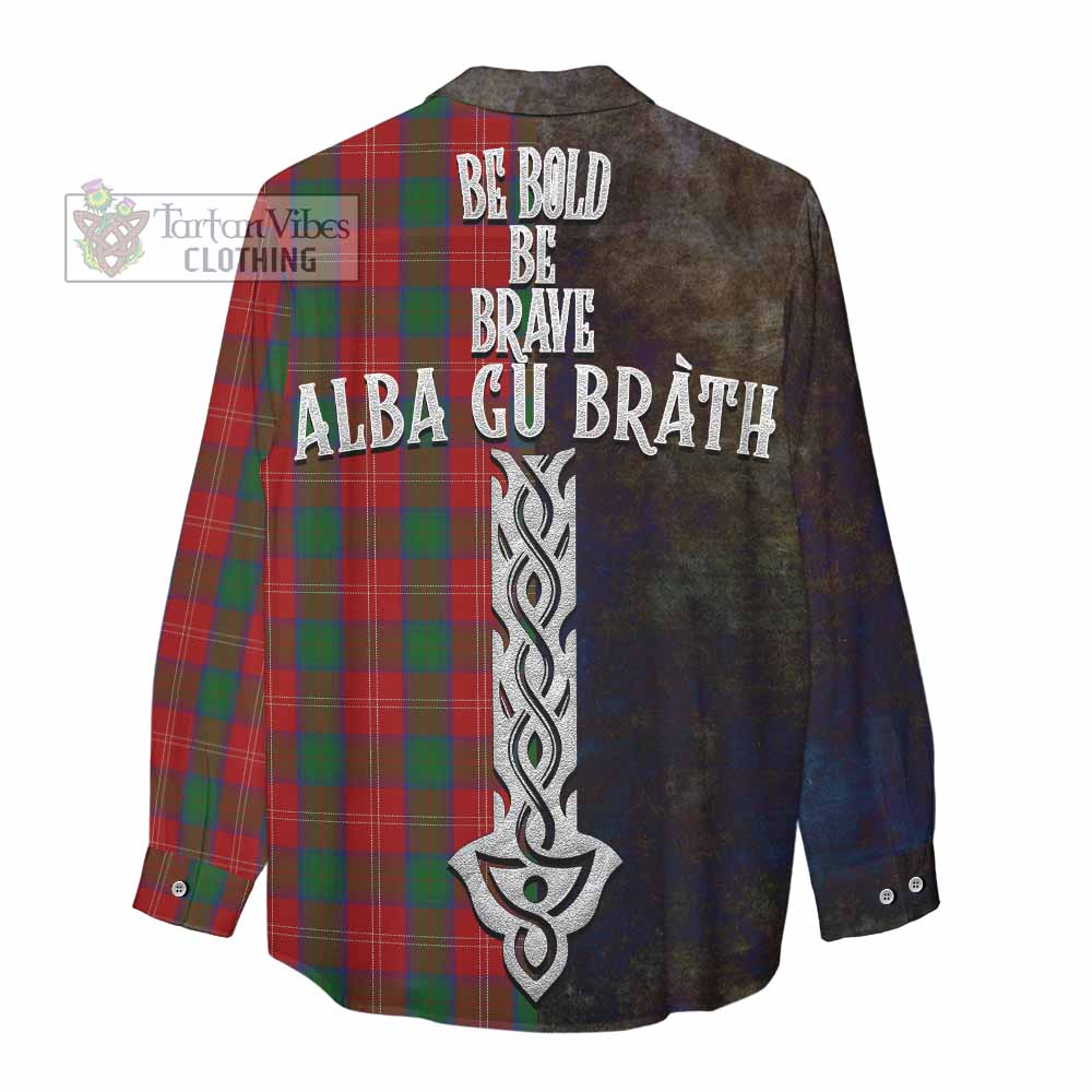 Tartan Vibes Clothing Chisholm Tartan Family Crest Women's Casual Shirt Alba Gu Brath Be Brave Lion Ancient Style