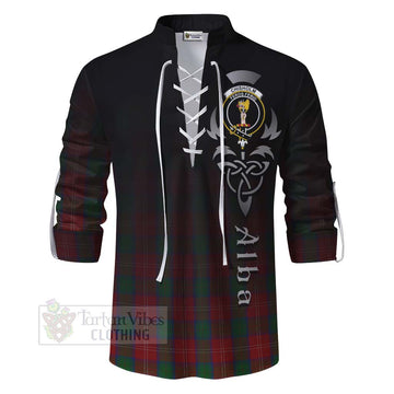 Tartan Vibes Clothing Chisholm Tartan Ghillie Kilt Shirt Featuring Alba Gu Brath Family Crest Celtic Inspired