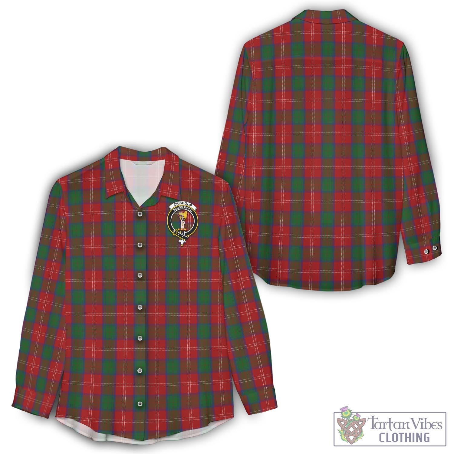 Chisholm Tartan Women's Casual Shirt with Family Crest - Tartan Vibes Clothing