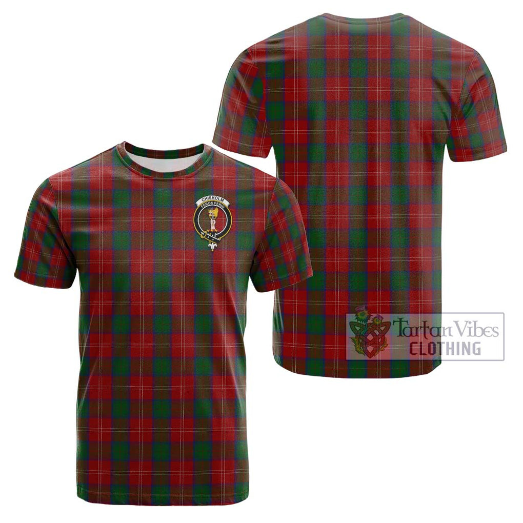 Chisholm Tartan Cotton T-Shirt with Family Crest Kid's Shirt - Tartanvibesclothing Shop