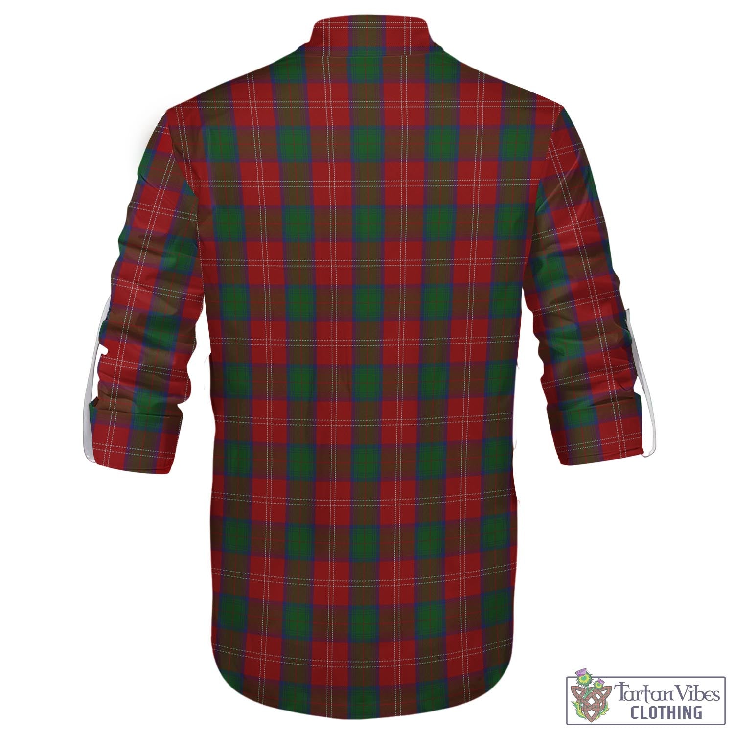 Tartan Vibes Clothing Chisholm Tartan Men's Scottish Traditional Jacobite Ghillie Kilt Shirt with Family Crest