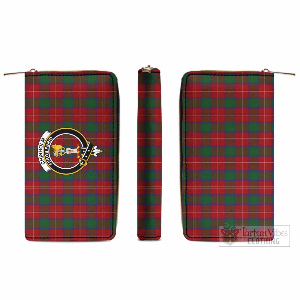 Tartan Vibes Clothing Chisholm Tartan Women's Leather Wallet with Family Crest