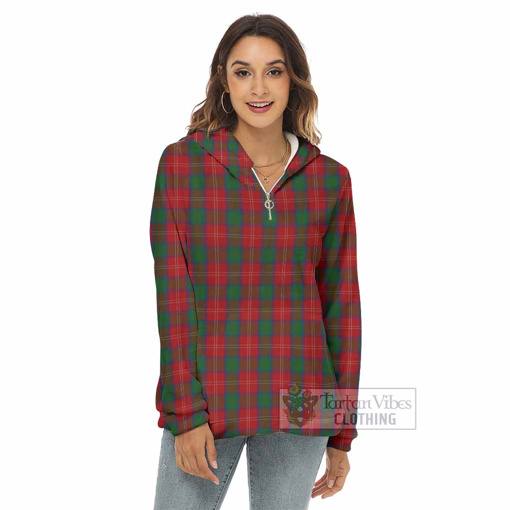 Tartan Vibes Clothing Chisholm Tartan Women's Borg  Half Zip Fleece Hoodie