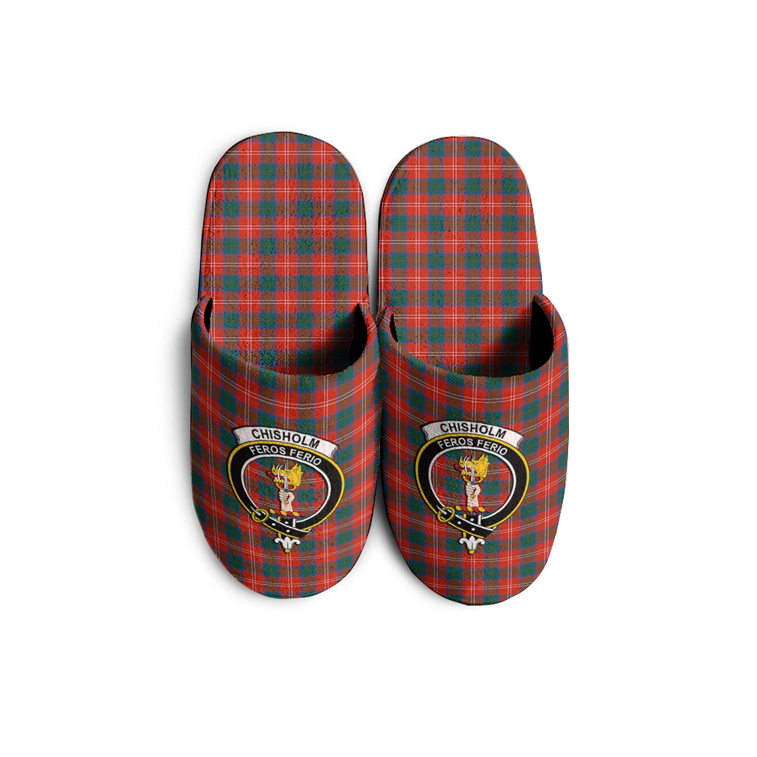 Chisholm Ancient Tartan Home Slippers with Family Crest - Tartanvibesclothing
