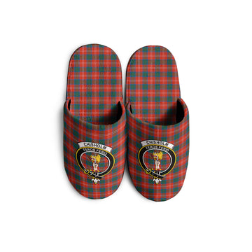 Chisholm Ancient Tartan Home Slippers with Family Crest