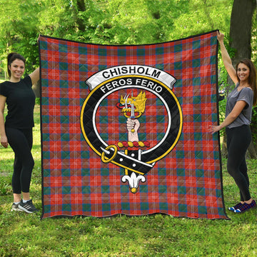 Chisholm Ancient Tartan Quilt with Family Crest