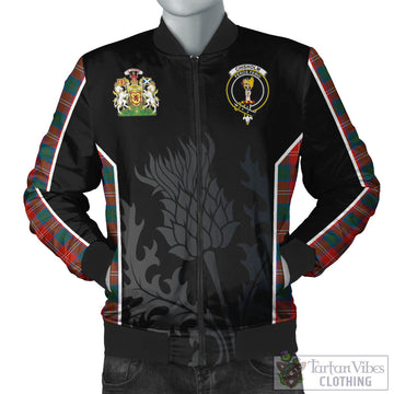 Chisholm Ancient Tartan Bomber Jacket with Family Crest and Scottish Thistle Vibes Sport Style