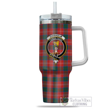 Chisholm Ancient Tartan and Family Crest Tumbler with Handle