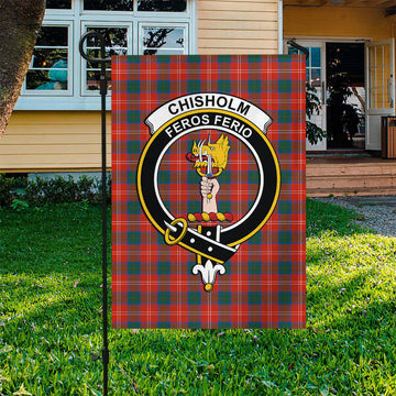 Chisholm Ancient Tartan Flag with Family Crest