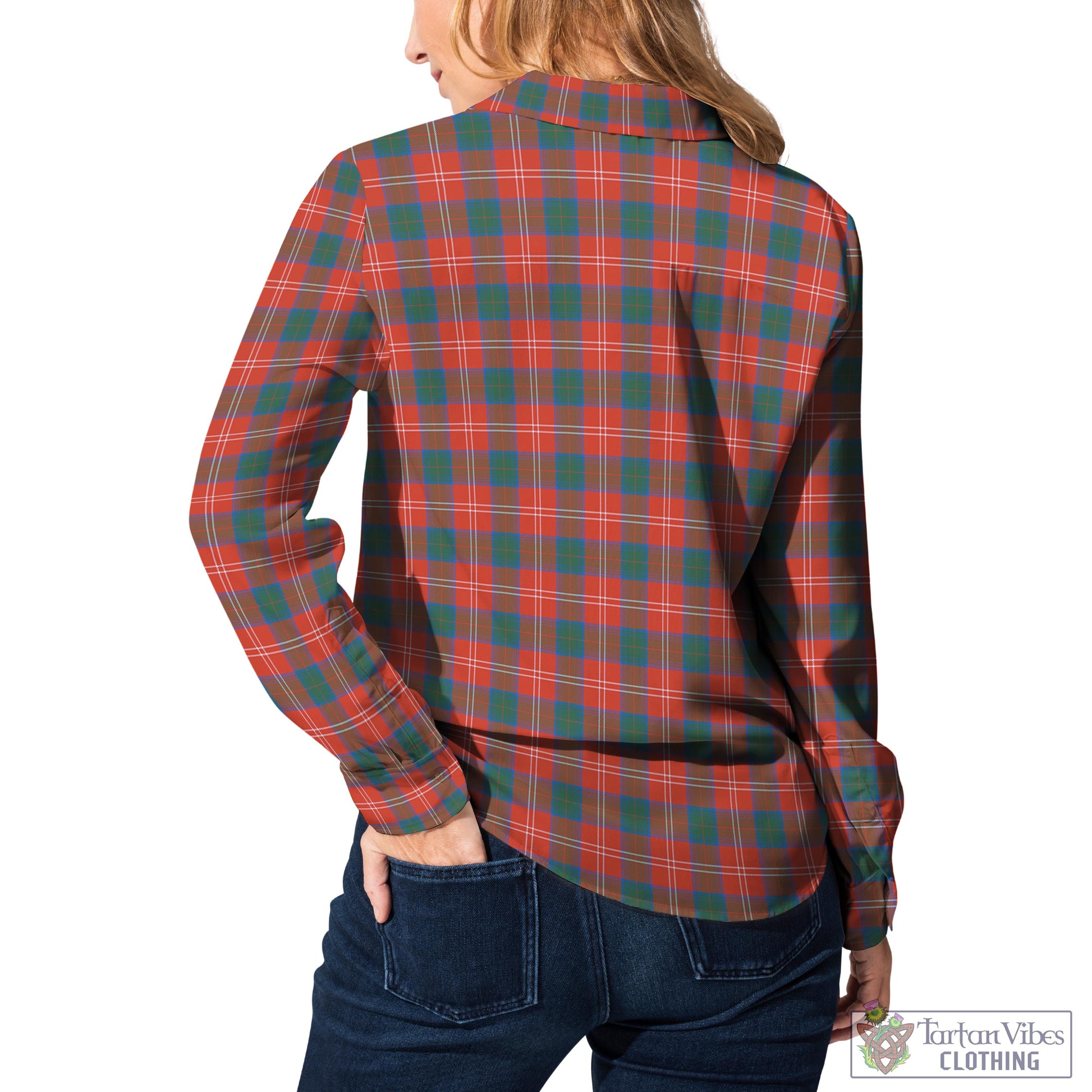 Tartan Vibes Clothing Chisholm Ancient Tartan Womens Casual Shirt with Family Crest