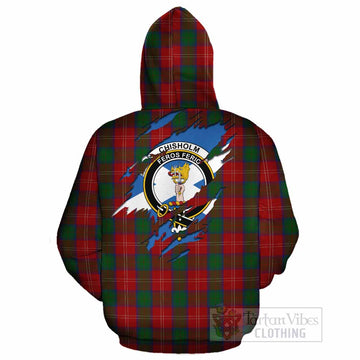 Chisholm Clan Crest In Me Tartan Cotton Hoodie Scotland Flag Style