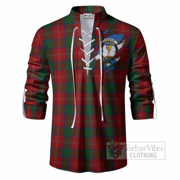 Chisholm Clan Crest In Me Tartan Ghillie Shirt Scotland Flag Style