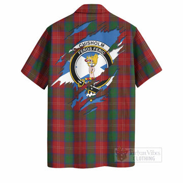 Chisholm Clan Crest In Me Tartan Hawaiian Shirt Scotland Flag Style