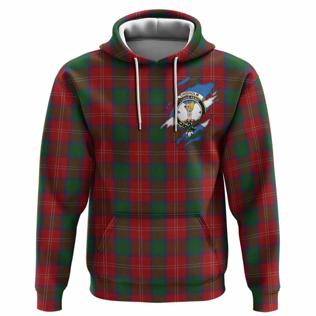 Chisholm Clan Crest In Me Tartan Hoodie Scotland Flag Style