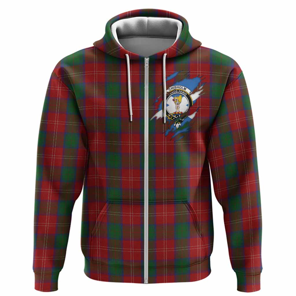 Chisholm Clan Crest In Me Tartan Hoodie Scotland Flag Style