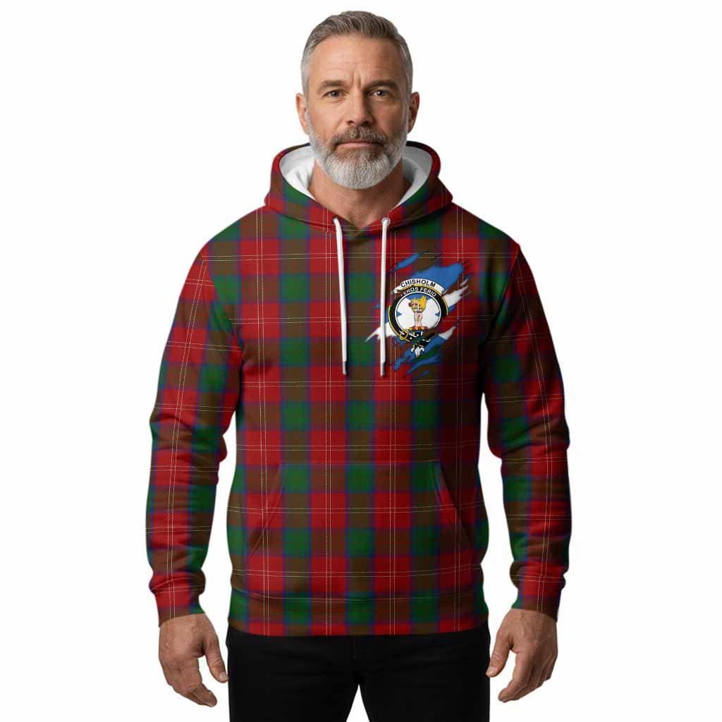 Chisholm Clan Crest In Me Tartan Hoodie Scotland Flag Style