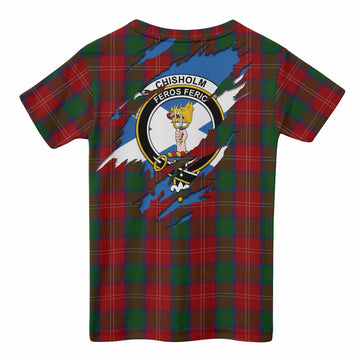 Chisholm Clan Crest In Me Tartan Kid T-shirt Scotland Flag Style
