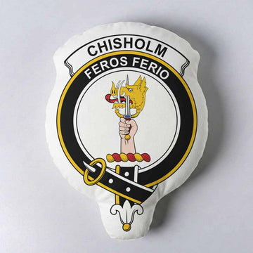 Chisholm Clan Crest Shaped Throw Pillow, Scottish Clan Badge Decorative Pillow