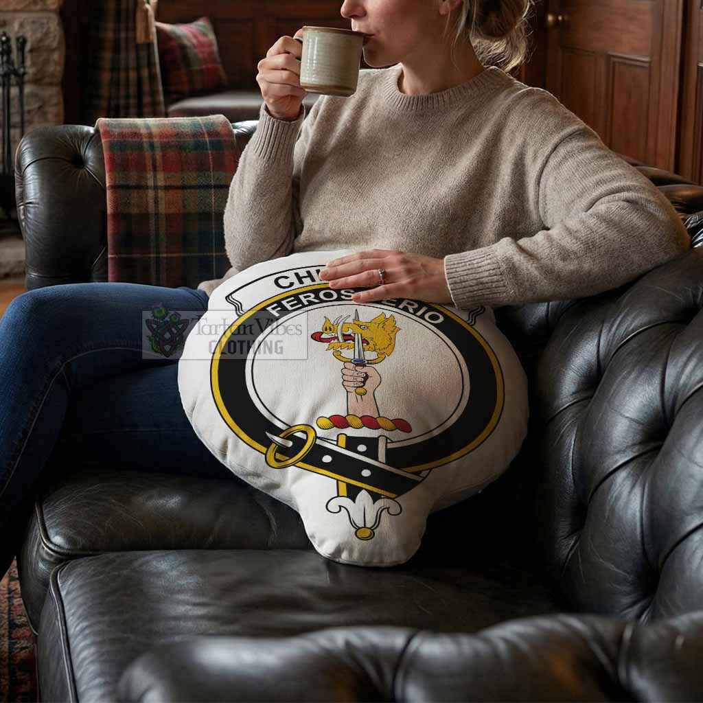 Chisholm Clan Crest Shaped Throw Pillow, Scottish Clan Badge Decorative Pillow
