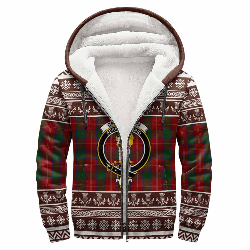Chisholm Clan Tartan Christmas Fleece Hoodie with Family Crest - Tartan Vibes Clothing