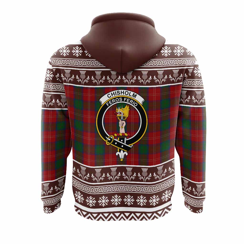 Chisholm Clan Tartan Christmas Hoodie with Family Crest - Tartan Vibes Clothing