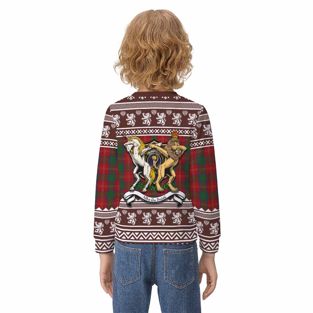 Chisholm Clan Tartan Crest Christmas Kid Ugly Sweatshirt Coat of Arms Funny Style - Tartan Vibes Clothing