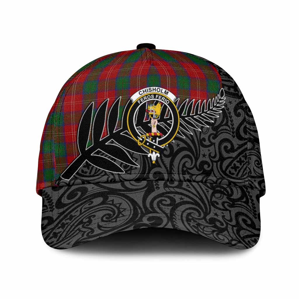 Chisholm Crest Tartan Classic Cap with New Zealand Silver Fern Half Style