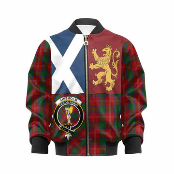 Chisholm Crest Tartan Kid Bomber Jacket with Lion Rampant Saltire Style