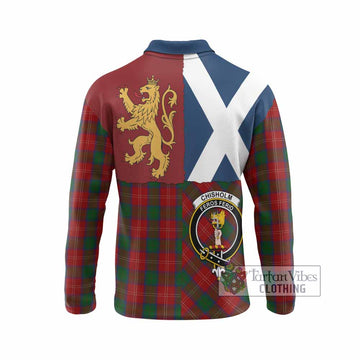 Chisholm Crest Tartan Long Sleeve Polo Shirt with Lion Rampant Saltire Style
