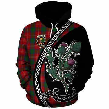 Chisholm Family Crest Tartan Cotton Hoodie Alba Thistle Inspired