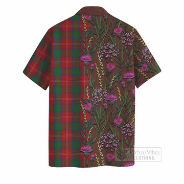Chisholm Family Crest Tartan Hawaiian Shirt Scottish Thistle Flower Pattern Half Style