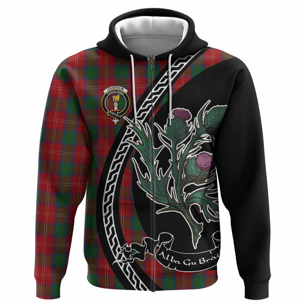 Chisholm Family Crest Tartan Hoodie Alba Thistle Inspired - Tartan Vibes Clothing