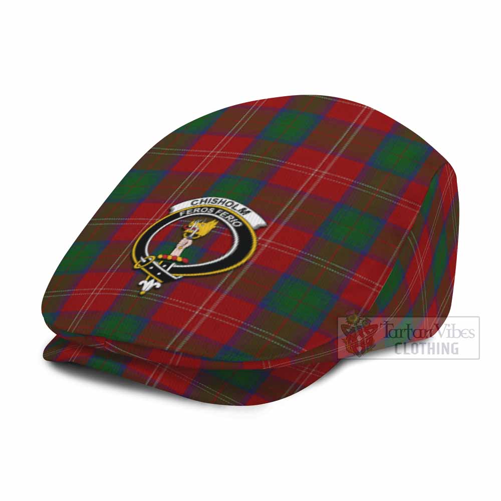 Chisholm Family Crest Tartan Jeff Cap, Tartan Flat Cap