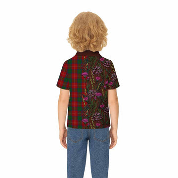 Chisholm Family Crest Tartan Kid Polo Shirt Scottish Thistle Flower Pattern Half Style - Tartan Vibes Clothing