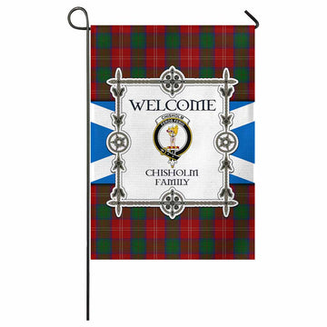 Chisholm Family Crest Tartan Welcome Garden Flag Saltire Harmony Style