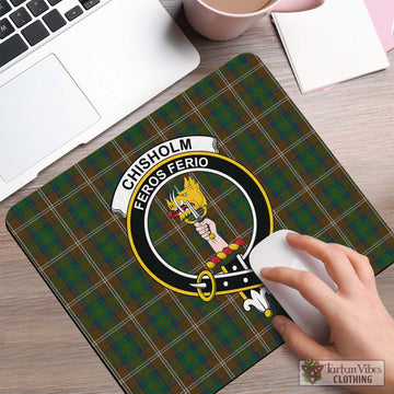 Chisholm Hunting Tartan Mouse Pad with Family Crest
