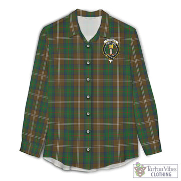 Chisholm Hunting Tartan Womens Casual Shirt with Family Crest