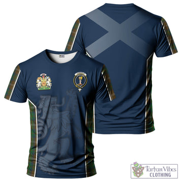 Chisholm Hunting Tartan T-Shirt with Family Crest and Lion Rampant Vibes Sport Style