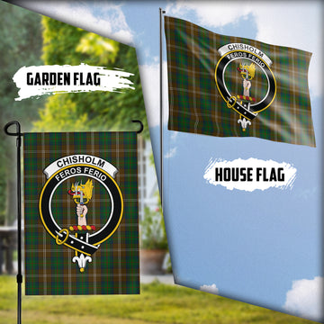 Chisholm Hunting Tartan Flag with Family Crest