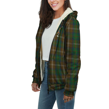 Chisholm Hunting Tartan Sherpa Hoodie with Family Crest