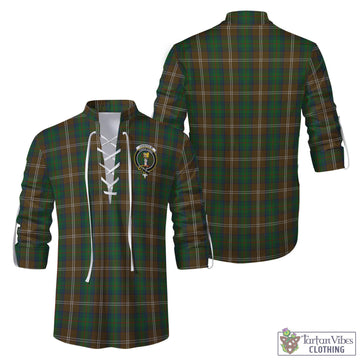 Chisholm Hunting Tartan Men's Scottish Traditional Jacobite Ghillie Kilt Shirt with Family Crest