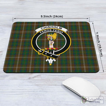 Chisholm Hunting Tartan Mouse Pad with Family Crest
