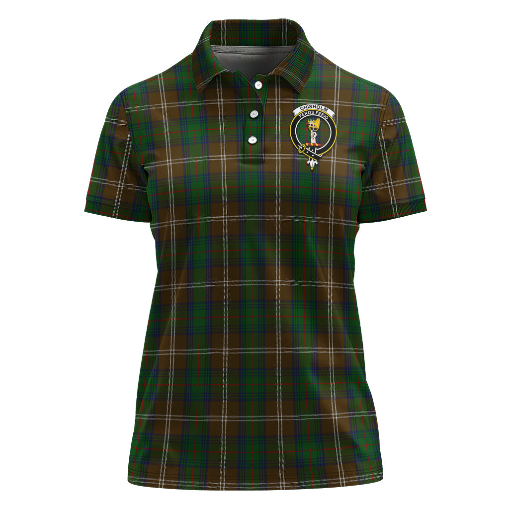 chisholm-hunting-tartan-polo-shirt-with-family-crest-for-women
