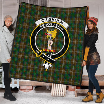 Chisholm Hunting Tartan Quilt with Family Crest