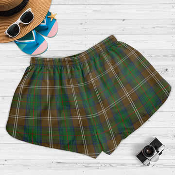 Chisholm Hunting Tartan Womens Shorts with Family Crest