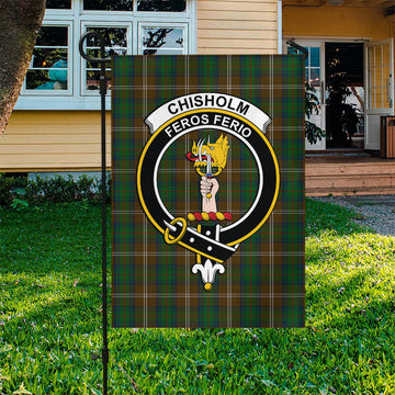 Chisholm Hunting Tartan Flag with Family Crest